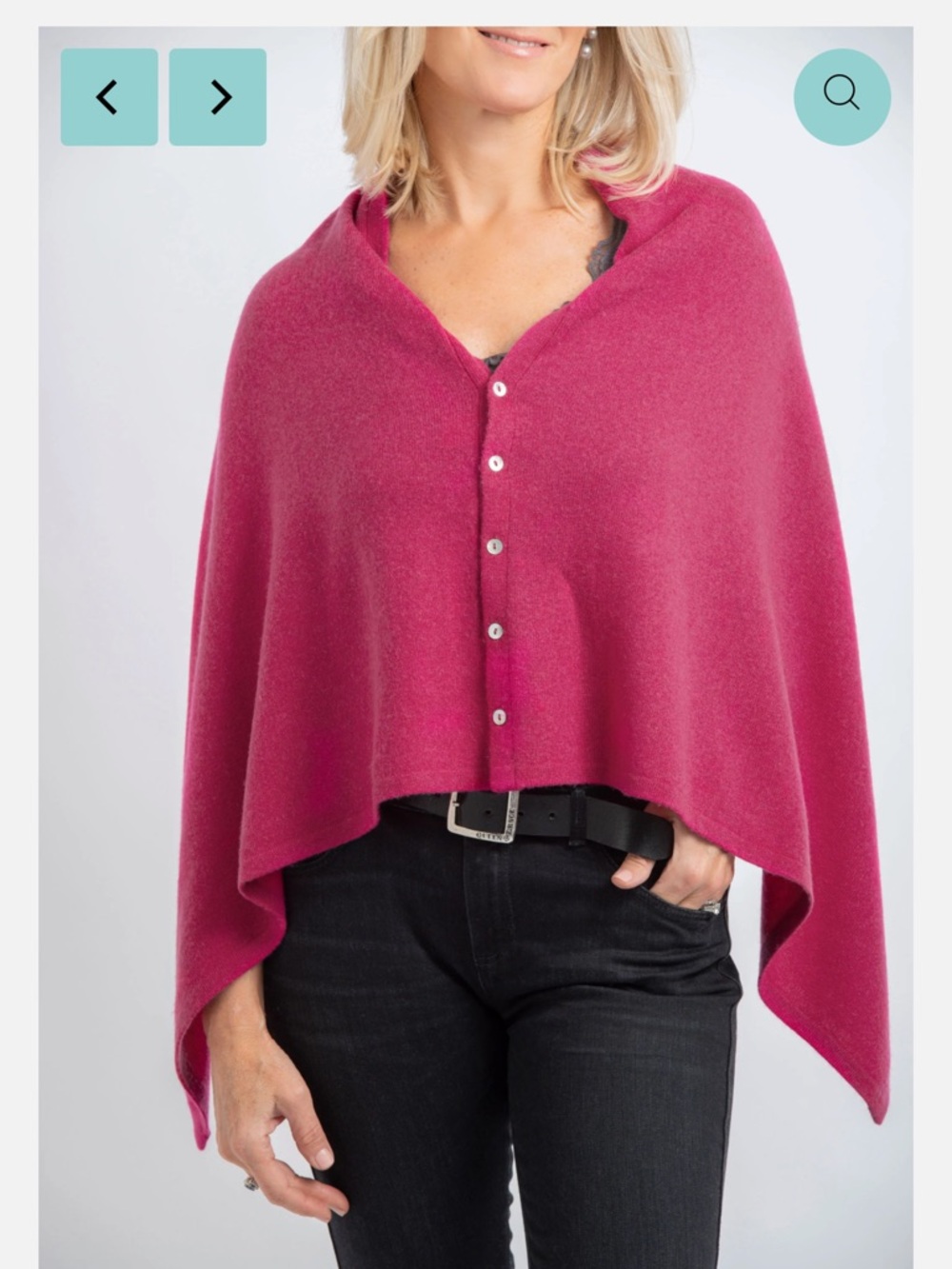 Cashmere Poncho Shawl Hot Pink Lightweight Cozy Chic